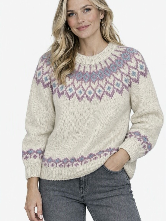 Hand-Knitted Sweaters - Hand-Knit Icelandic Íslenskur Heimilisidnaður Sweater Small Vintage 1980s NWOT